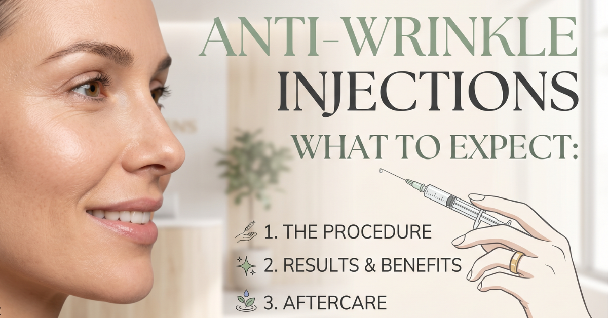 Anti wrinkle injections for facial line reduction